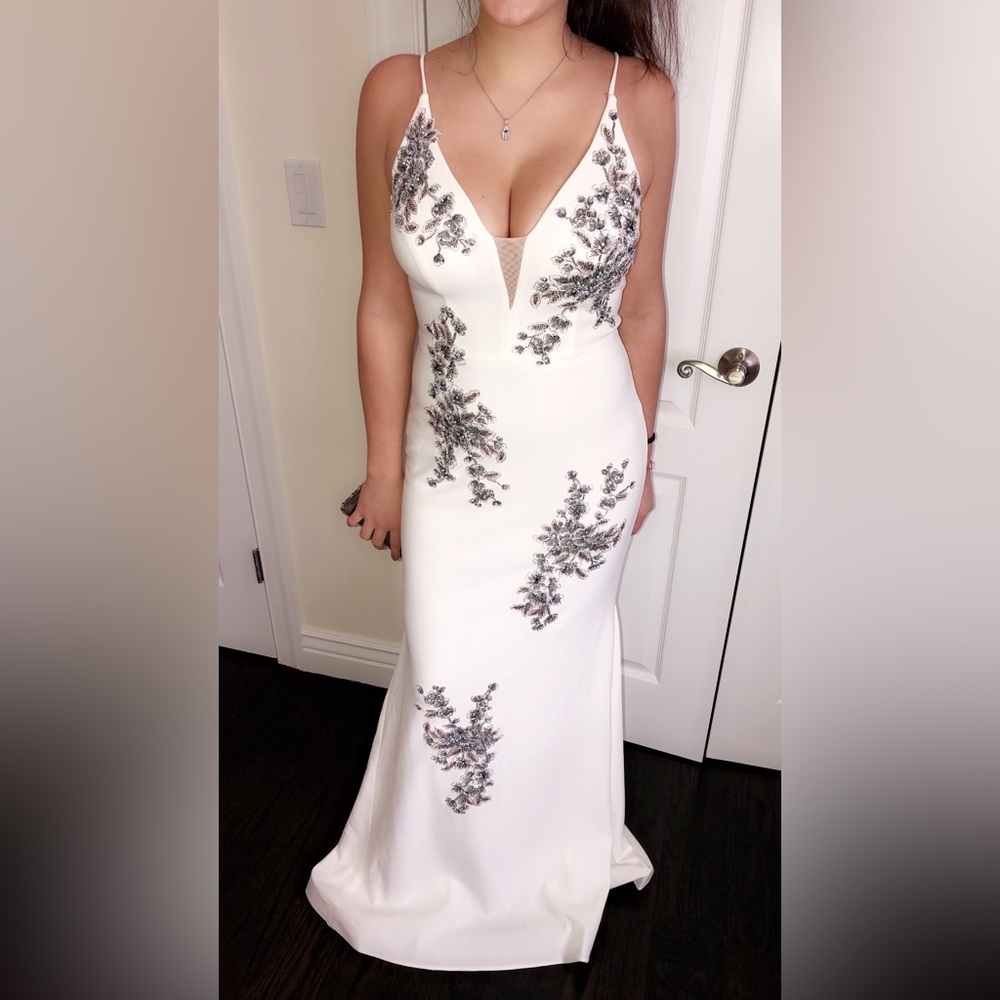 Ivory long sequenced dress